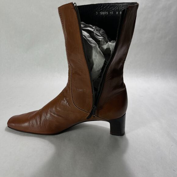 Cole Haan Boots Womens 10 B 10B Country Italy Ankle Bootie Heels Brown Leather - Picture 2 of 10